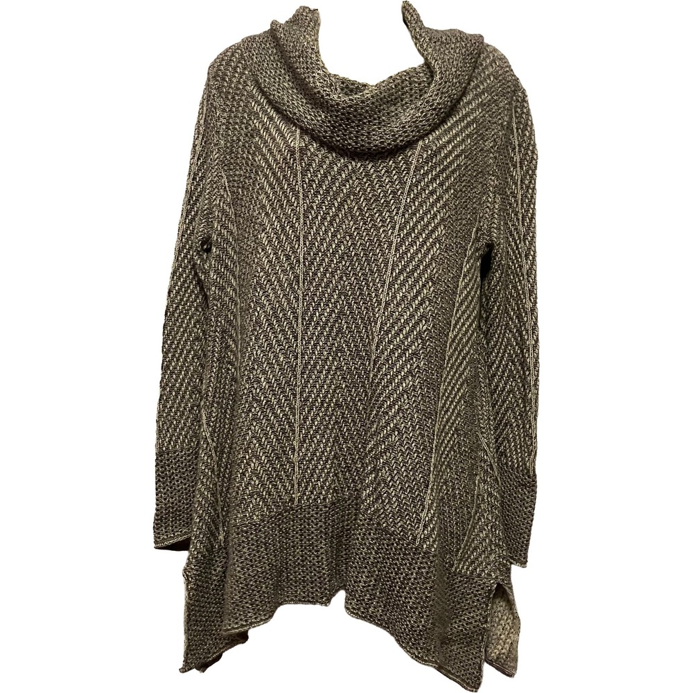 Eight Eight Eight Womens Gray Cotton Cowl Neck Sharkbite Hem Tunic Sweater Large - Picture 2 of 15